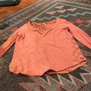 Free people peach long sleeve tee